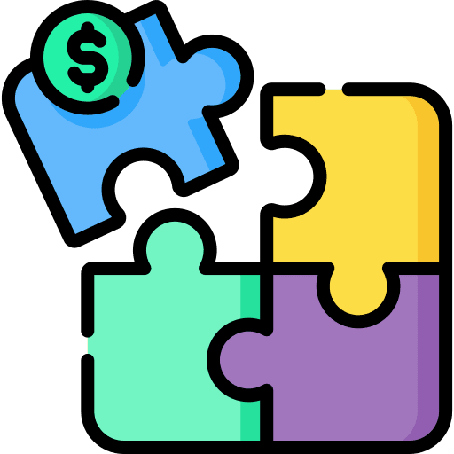 Strategy puzzle money plan icon