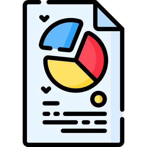 Pie chart file text result icon Pie chart file text result icon