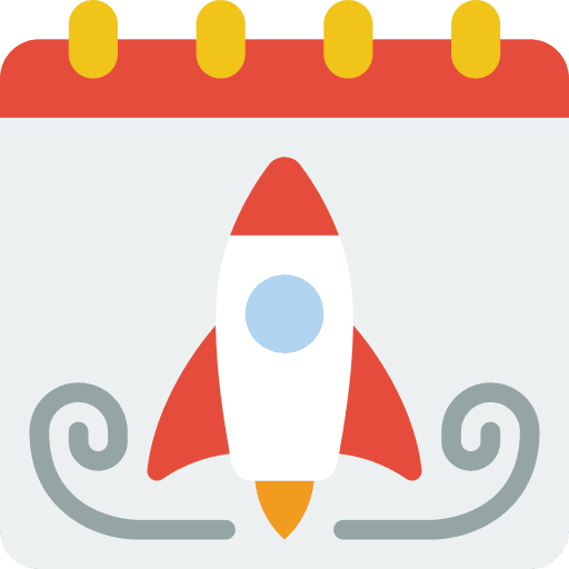 Calendar space ship launch time and date rocket launch icon Calendar space ship launch time and date rocket launch icon
