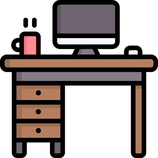 Desk coffee mug worksite monitor icon Desk coffee mug worksite monitor icon