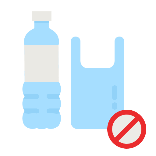 No plastic bottles waste prohibition signaling icon