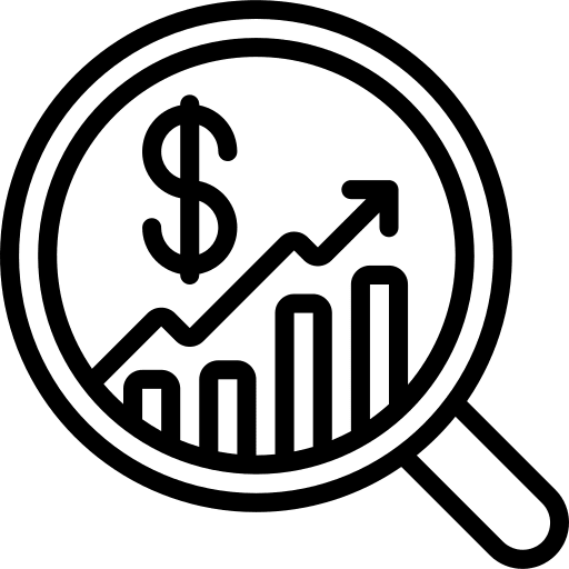 Economics bar chart money dollar icon