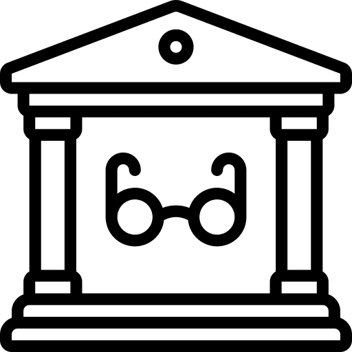 Classical learn glasses building icon