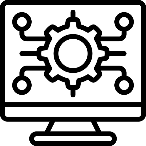 Computer screen programming gear icon