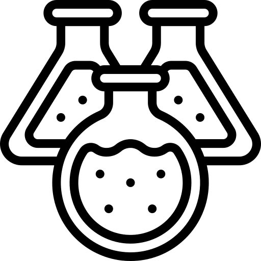 Flasks education test tubes chemicals icon