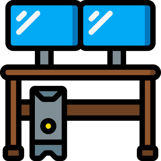Desk gaming setup computer monitor icon