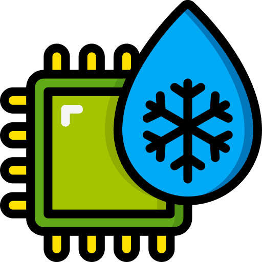 Cpu chip electronics water drop icon