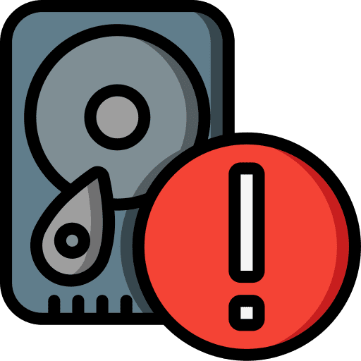Hard disk harddrive data storage warning icon