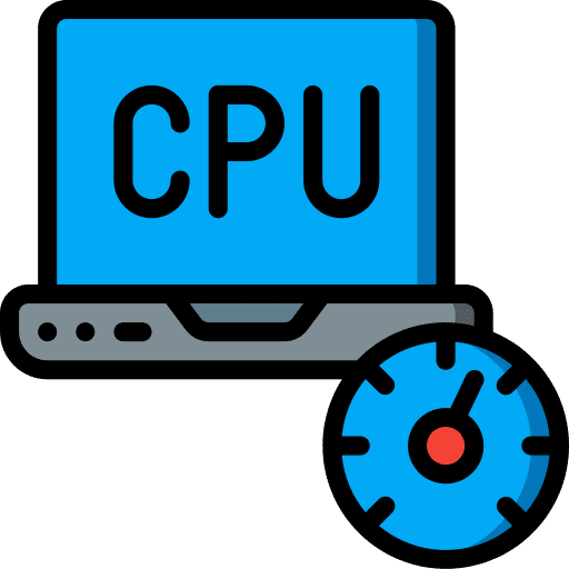 Laptop computer clocking microprocessor icon