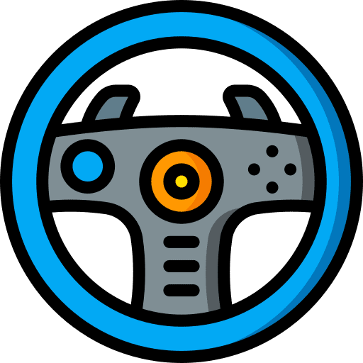 Steering wheel transport car racing icon