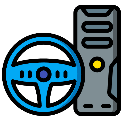 Pc tower computer steering wheel racing game icon