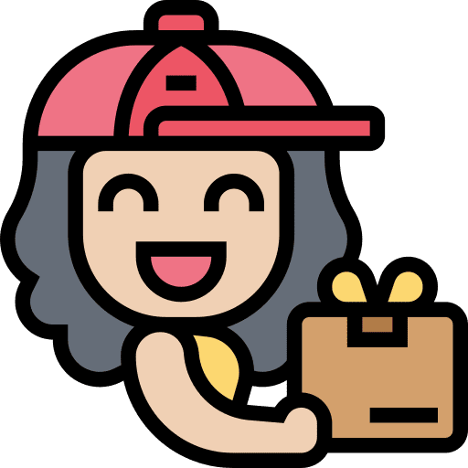 Delivery handling professions and jobs female icon