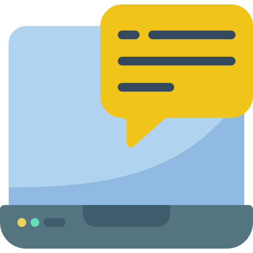 Laptop online chat communications icon