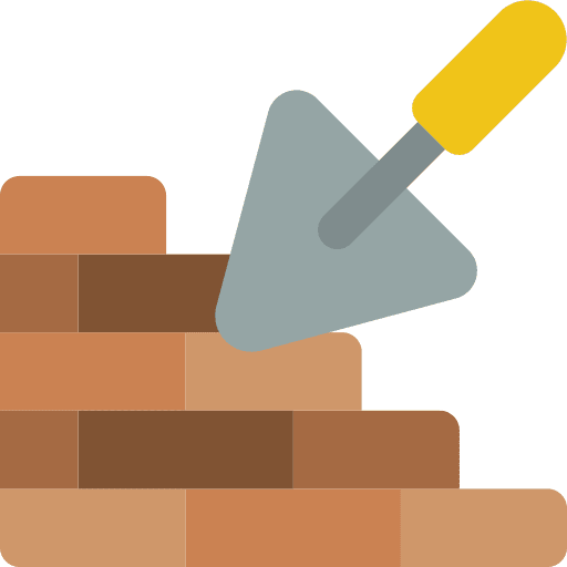 Bricks trowel building construction icon