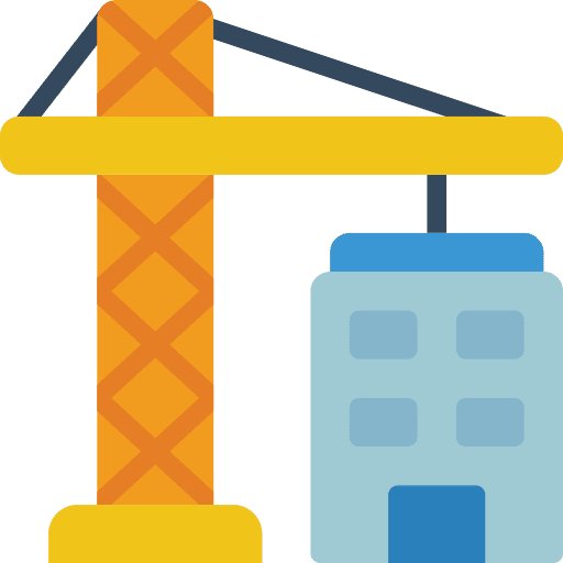 Building crane home construction and tools icon