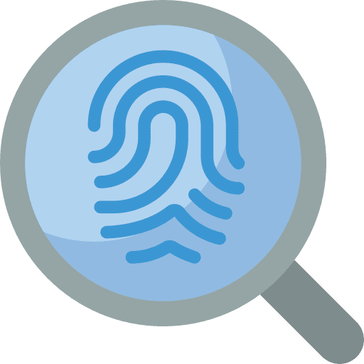 Criminology search investigation fingerprint icon
