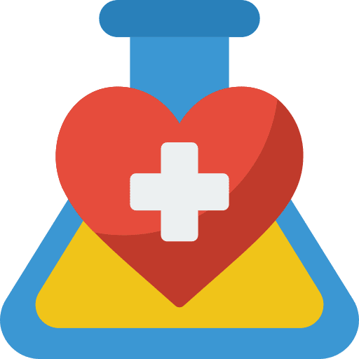 Flask scientist heart medical icon