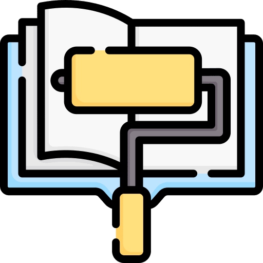 Book paint roller art and design education icon Book paint roller art and design education icon