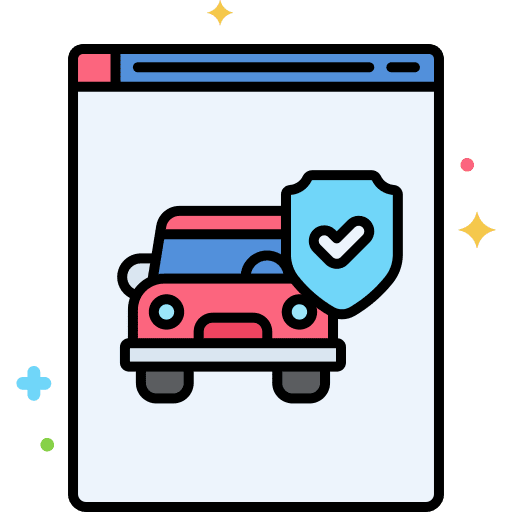 Insurance policy ecommerce browser car icon