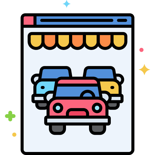 Retailer transportation car online icon Retailer transportation car online icon