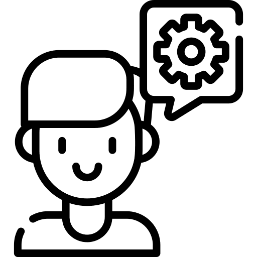 Thinking gear boy user icon Thinking gear boy user icon