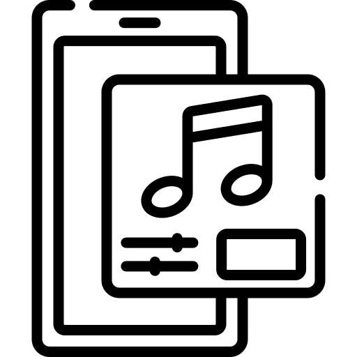 Smartphone musical note mobile application song icon Smartphone musical note mobile application song icon