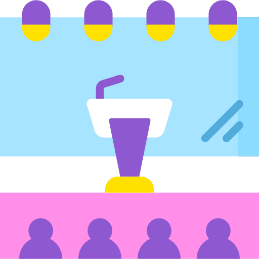 Presentation press conference stage lecture icon Presentation press conference stage lecture icon