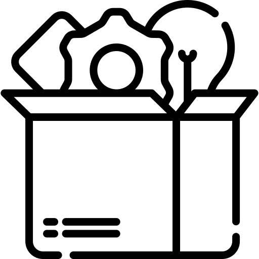 Box gear configuration light bulb icon
