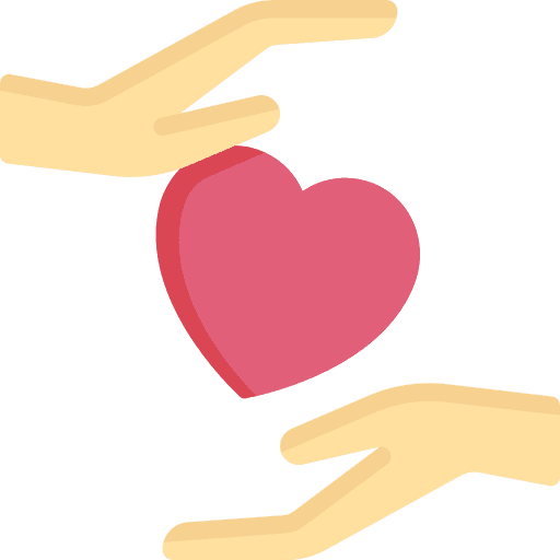 Heart love and romance healthcare and medical hands icon