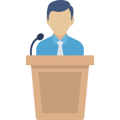 Speech podium presenter people icon