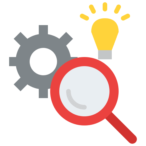 Research and development business and finance search bulb icon