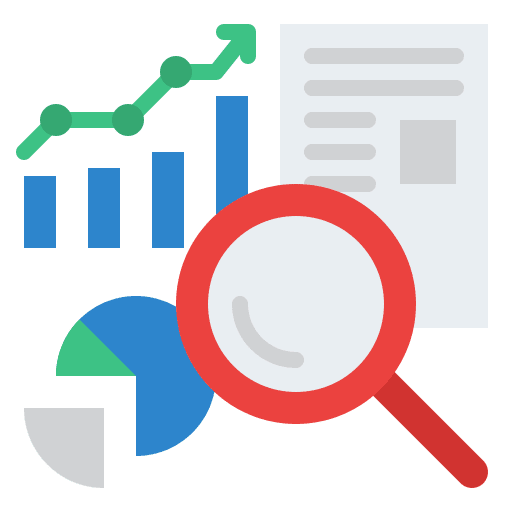 Research magnifying glass infographic business icon
