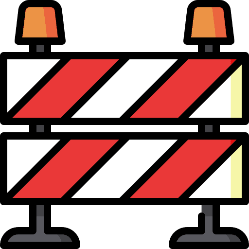 Barrier warning sign signaling road block icon Barrier warning sign signaling road block icon