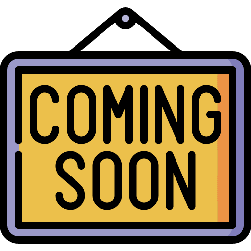 Coming soon work in progress hanging signboard icon