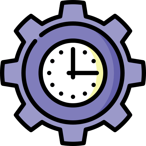 Work in progress gear time productivity icon