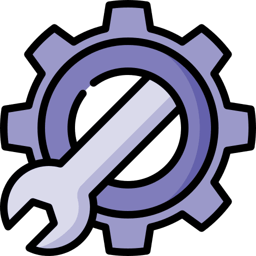 Wrench work in progress management cogwheel icon