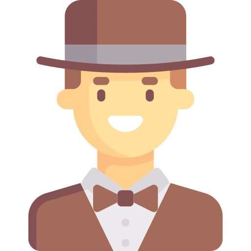 Magician caucasian person brown hair icon Magician caucasian person brown hair icon