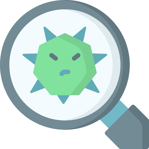 Scan magnifying glass security bug icon Scan magnifying glass security bug icon