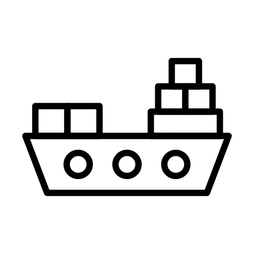 Ship shipping and delivery container ship icon