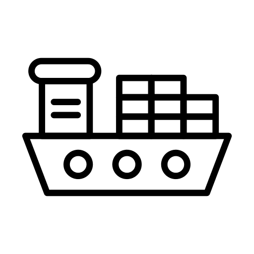 Cargo ship shipping container transport icon