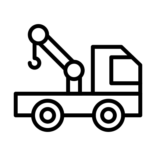 Crane truck construction and tools logistics tow truck icon