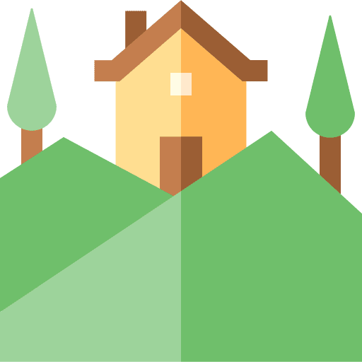House travel tree mountain icon
