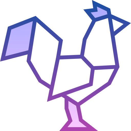 Chicken fold origami art icon Chicken fold origami art icon