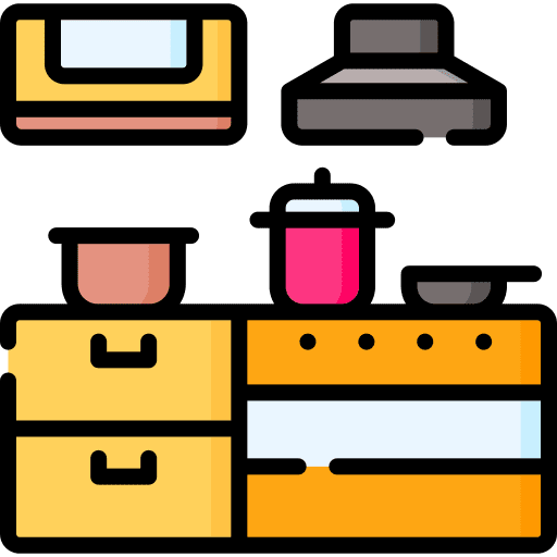 Kitchen food and restaurant kitchen furniture icon