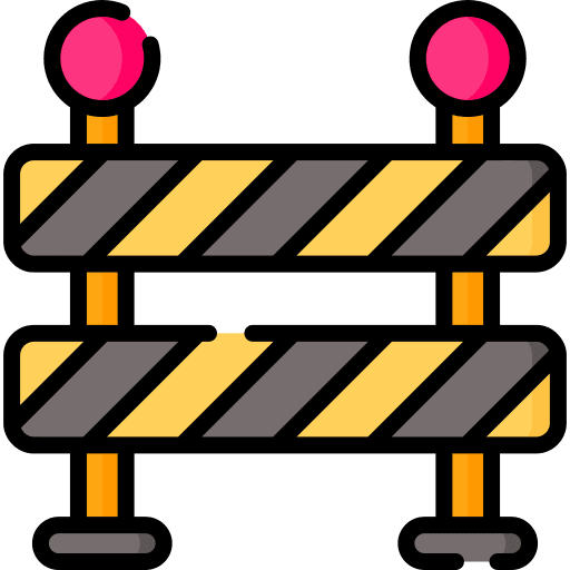 Road barrier road block traffic cone warning sign icon