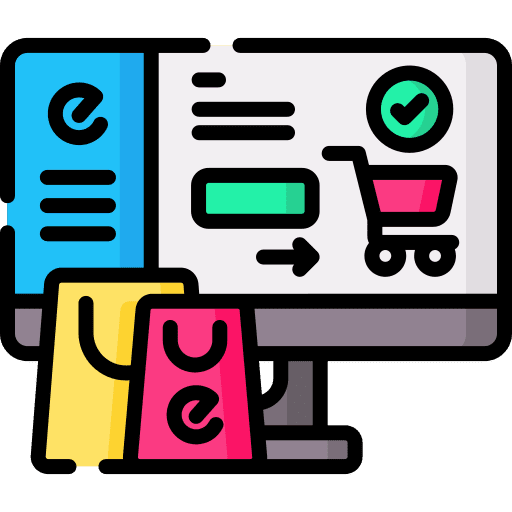 Ecommerce website shopping bags check icon