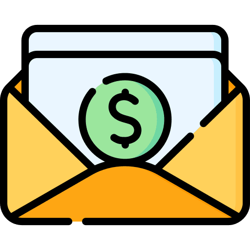 Salary email send money paycheck icon Salary email send money paycheck icon