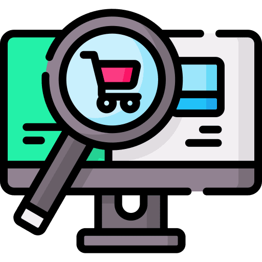 Search commerce and shopping search store icon