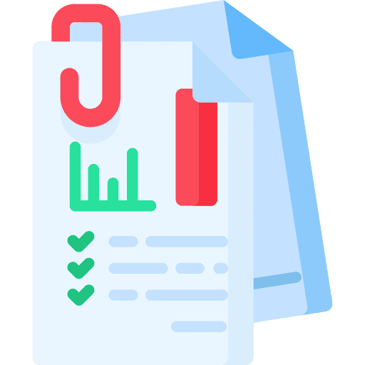 Business report bar chart notes paper clip icon Business report bar chart notes paper clip icon