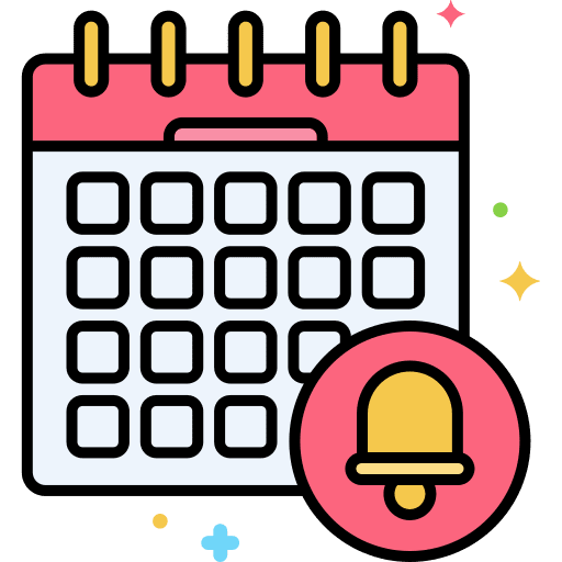 Deadline bell alarm time and date icon